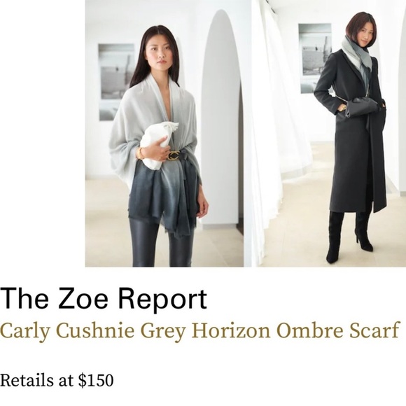 NWT Carly Cushnie x Rachel Zoe Ombré Scarf Black Grey & White - Picture 7 of 7